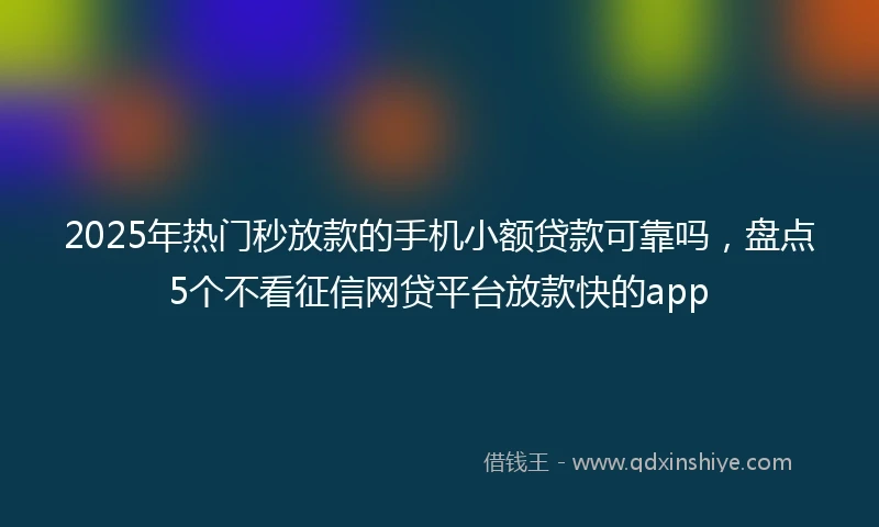 2025年热门秒放款的手机小额贷款可靠吗，盘点5个不看征信网贷平台放款快的app