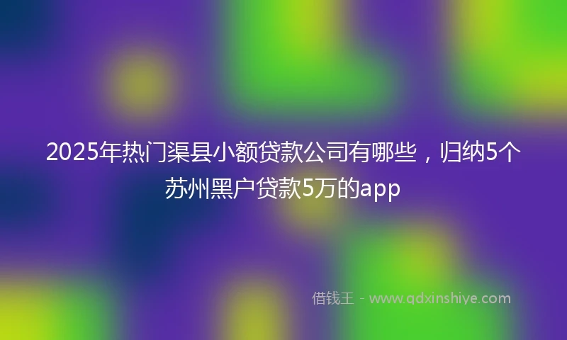 2025年热门渠县小额贷款公司有哪些，归纳5个苏州黑户贷款5万的app