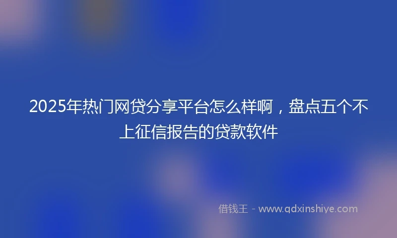 2025年热门网贷分享平台怎么样啊，盘点五个不上征信报告的贷款软件