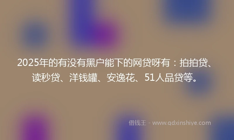 2025年的有没有黑户能下的网贷呀有：拍拍贷、读秒贷、洋钱罐、安逸花、51人品贷等。