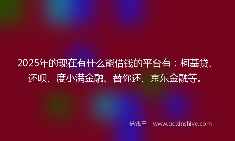 2025年的现在有什么能借钱的平台有：柯基贷、还呗、度小满金融、替你还、京东金融等。