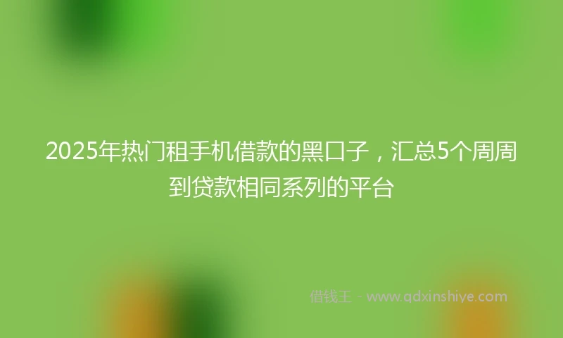 2025年热门租手机借款的黑口子，汇总5个周周到贷款相同系列的平台