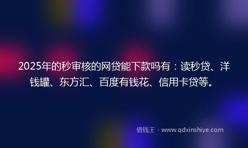 2025年的秒审核的网贷能下款吗有：读秒贷、洋钱罐、东方汇、百度有钱花、信用卡贷等。
