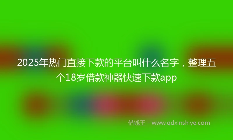 2025年热门直接下款的平台叫什么名字，整理五个18岁借款神器快速下款app