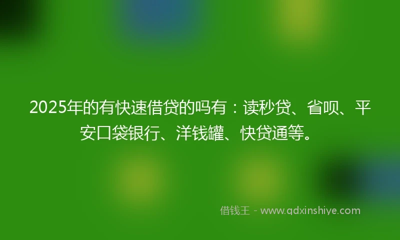 2025年的有快速借贷的吗有：读秒贷、省呗、平安口袋银行、洋钱罐、快贷通等。