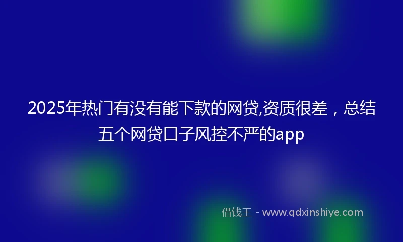 2025年热门有没有能下款的网贷,资质很差，总结五个网贷口子风控不严的app