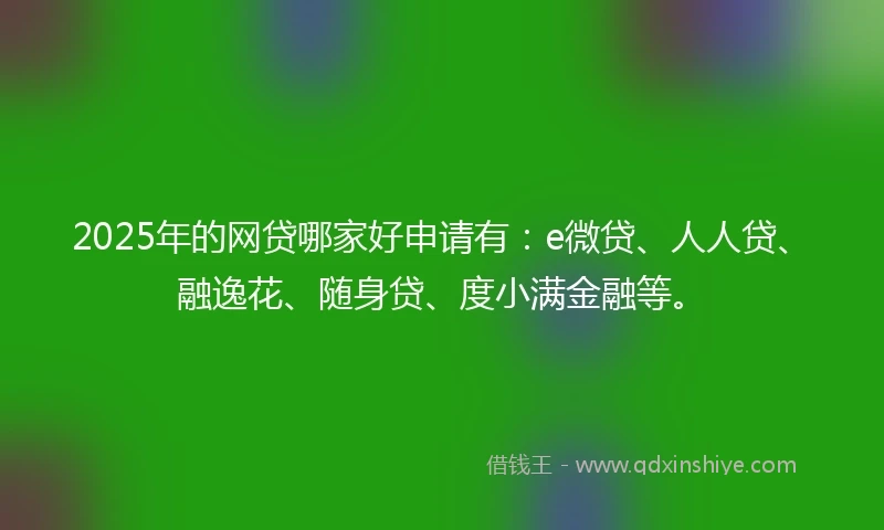 2025年的网贷哪家好申请有：e微贷、人人贷、融逸花、随身贷、度小满金融等。