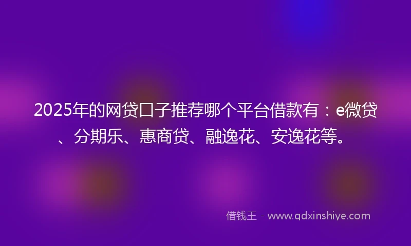 2025年的网贷口子推荐哪个平台借款有：e微贷、分期乐、惠商贷、融逸花、安逸花等。