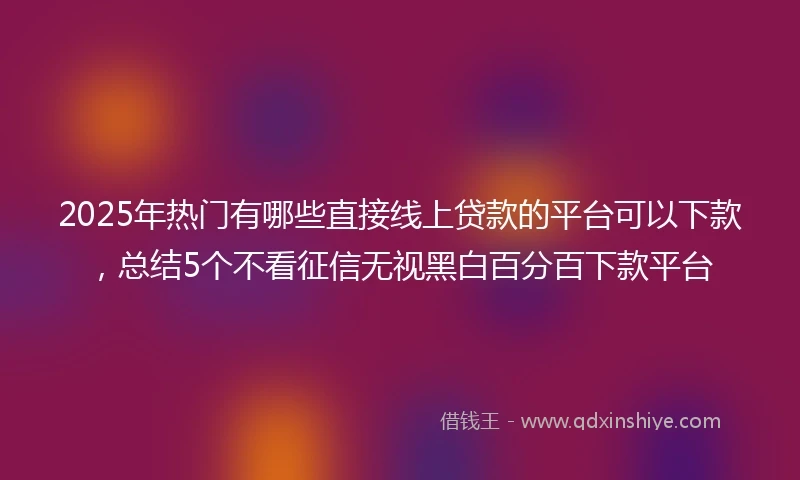 2025年热门有哪些直接线上贷款的平台可以下款，总结5个不看征信无视黑白百分百下款平台