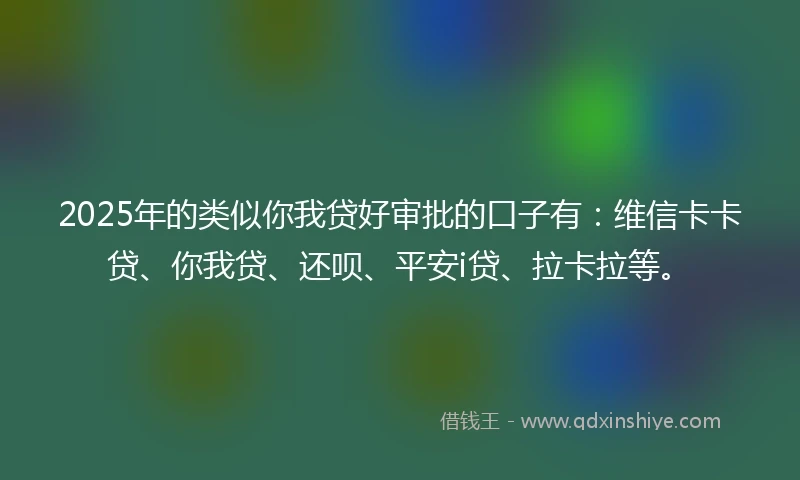 2025年的类似你我贷好审批的口子有：维信卡卡贷、你我贷、还呗、平安i贷、拉卡拉等。