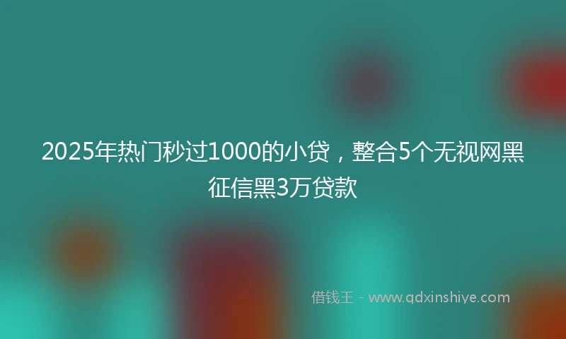 2025年热门秒过1000的小贷，整合5个无视网黑征信黑3万贷款