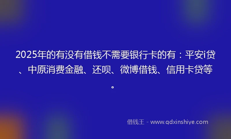 2025年的有没有借钱不需要银行卡的有：平安i贷、中原消费金融、还呗、微博借钱、信用卡贷等。