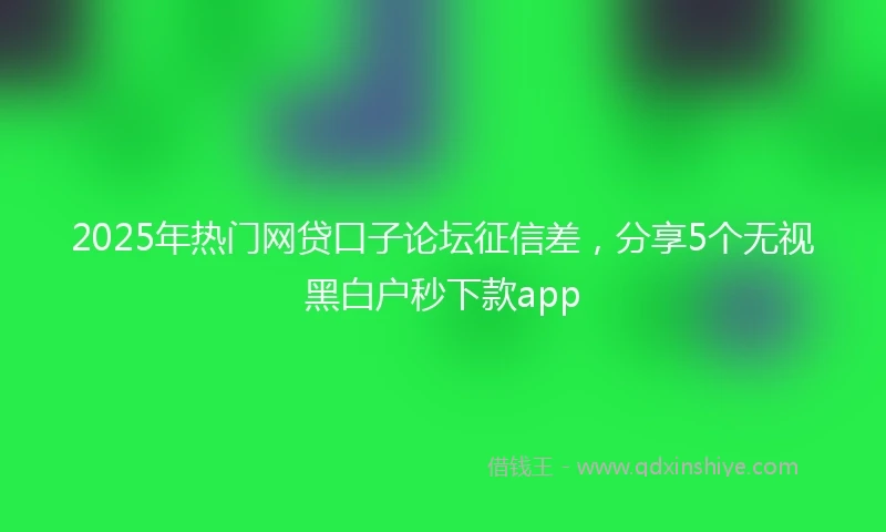 2025年热门网贷口子论坛征信差，分享5个无视黑白户秒下款app