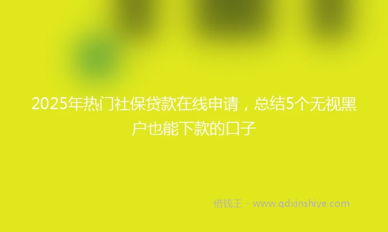 2025年热门社保贷款在线申请，总结5个无视黑户也能下款的口子