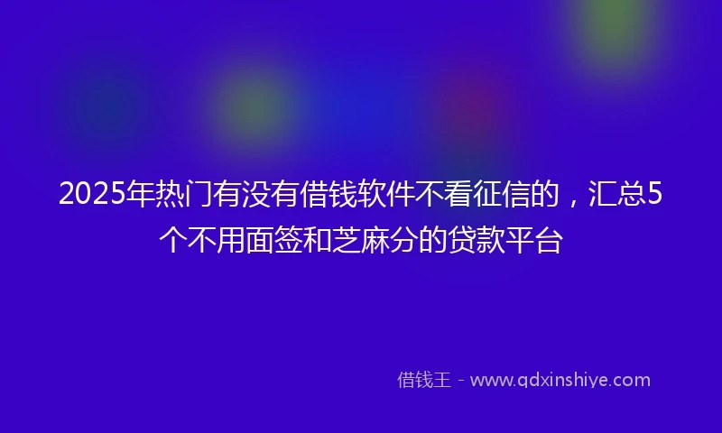 2025年热门有没有借钱软件不看征信的，汇总5个不用面签和芝麻分的贷款平台