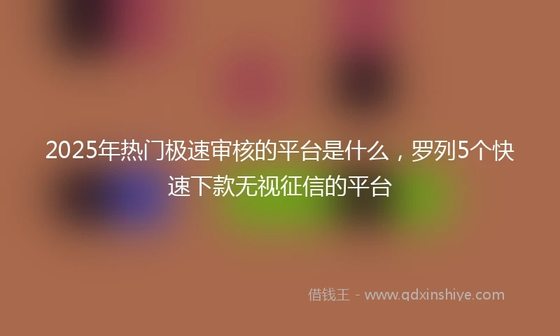 2025年热门极速审核的平台是什么，罗列5个快速下款无视征信的平台