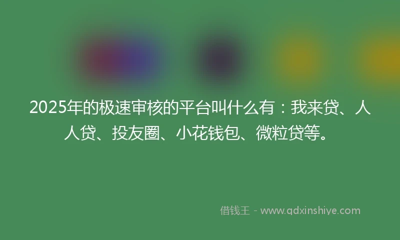 2025年的极速审核的平台叫什么有：我来贷、人人贷、投友圈、小花钱包、微粒贷等。