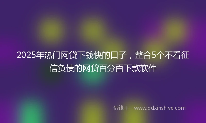 2025年热门网贷下钱快的口子，整合5个不看征信负债的网贷百分百下款软件
