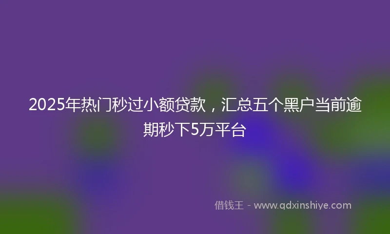 2025年热门秒过小额贷款，汇总五个黑户当前逾期秒下5万平台