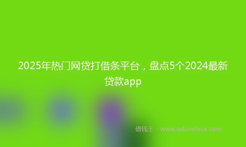 2025年热门网贷打借条平台，盘点5个2024最新贷款app