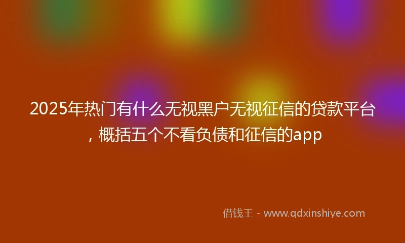 2025年热门有什么无视黑户无视征信的贷款平台，概括五个不看负债和征信的app