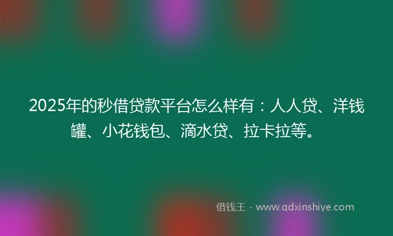 2025年的秒借贷款平台怎么样有：人人贷、洋钱罐、小花钱包、滴水贷、拉卡拉等。