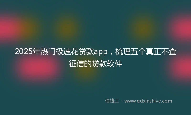 2025年热门极速花贷款app，梳理五个真正不查征信的贷款软件