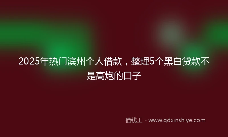 2025年热门滨州个人借款，整理5个黑白贷款不是高炮的口子