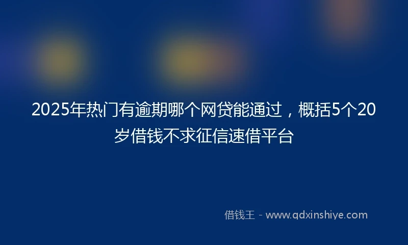 2025年热门有逾期哪个网贷能通过，概括5个20岁借钱不求征信速借平台