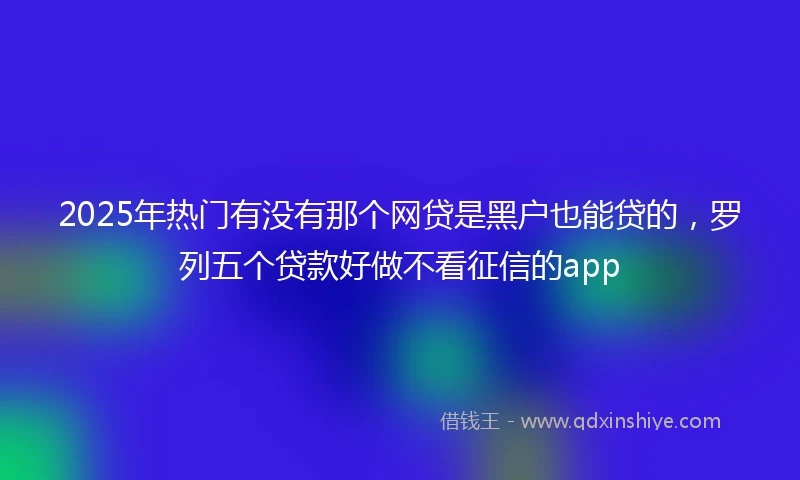 2025年热门有没有那个网贷是黑户也能贷的，罗列五个贷款好做不看征信的app