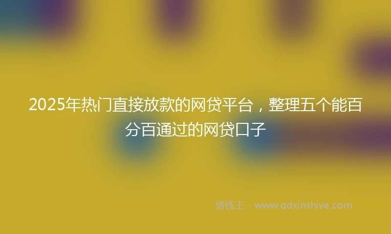 2025年热门直接放款的网贷平台，整理五个能百分百通过的网贷口子