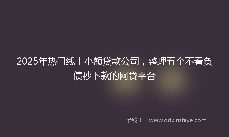 2025年热门线上小额贷款公司，整理五个不看负债秒下款的网贷平台