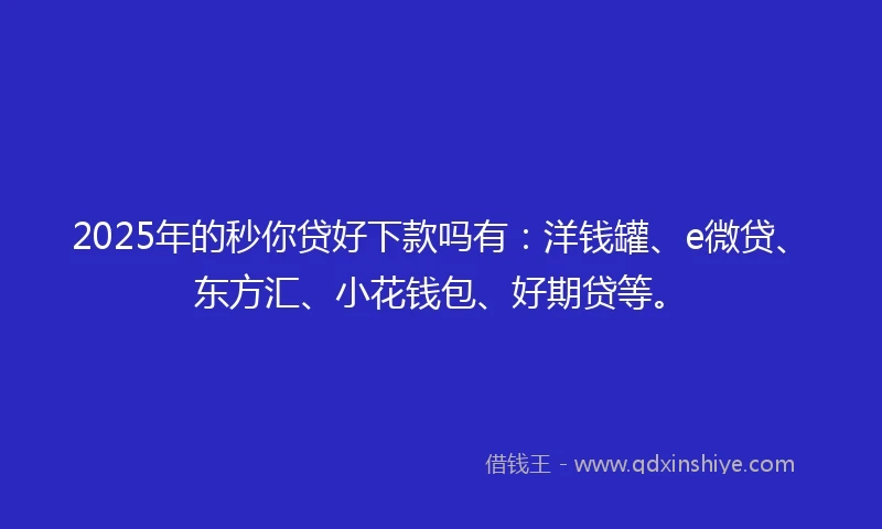 2025年的秒你贷好下款吗有：洋钱罐、e微贷、东方汇、小花钱包、好期贷等。