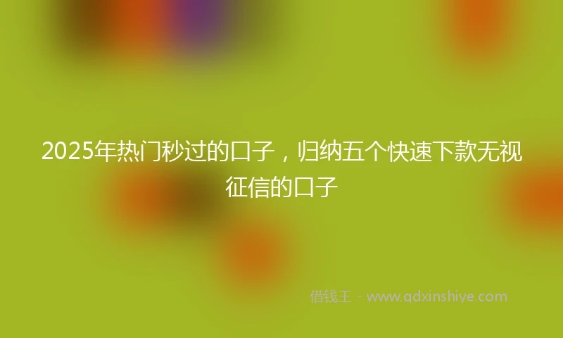 2025年热门秒过的口子，归纳五个快速下款无视征信的口子