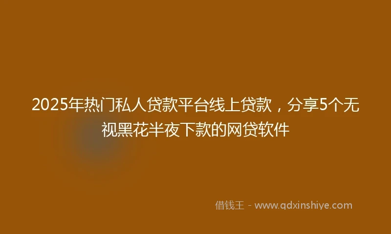 2025年热门私人贷款平台线上贷款，分享5个无视黑花半夜下款的网贷软件