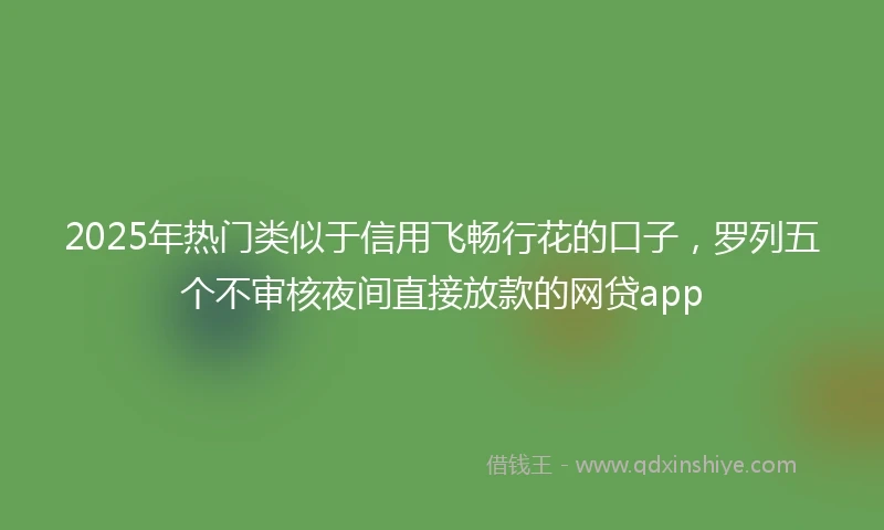 2025年热门类似于信用飞畅行花的口子，罗列五个不审核夜间直接放款的网贷app