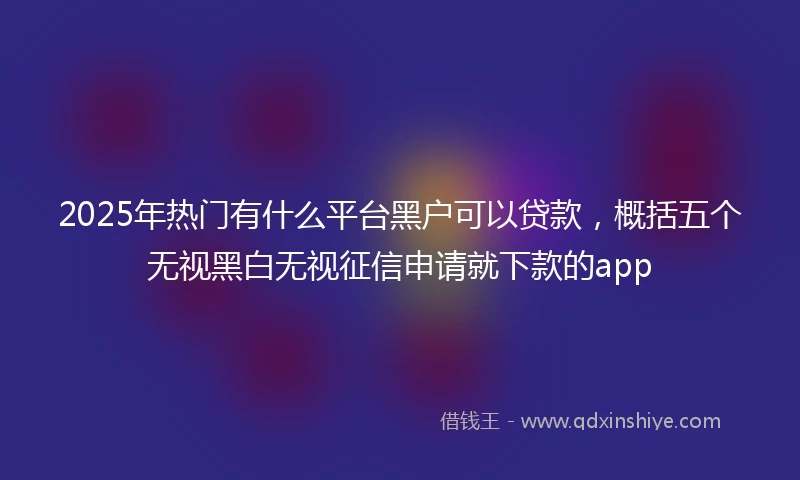2025年热门有什么平台黑户可以贷款，概括五个无视黑白无视征信申请就下款的app