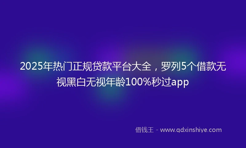 2025年热门正规贷款平台大全，罗列5个借款无视黑白无视年龄100%秒过app