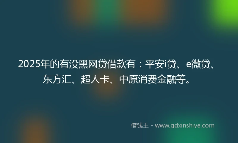 2025年的有没黑网贷借款有：平安i贷、e微贷、东方汇、超人卡、中原消费金融等。