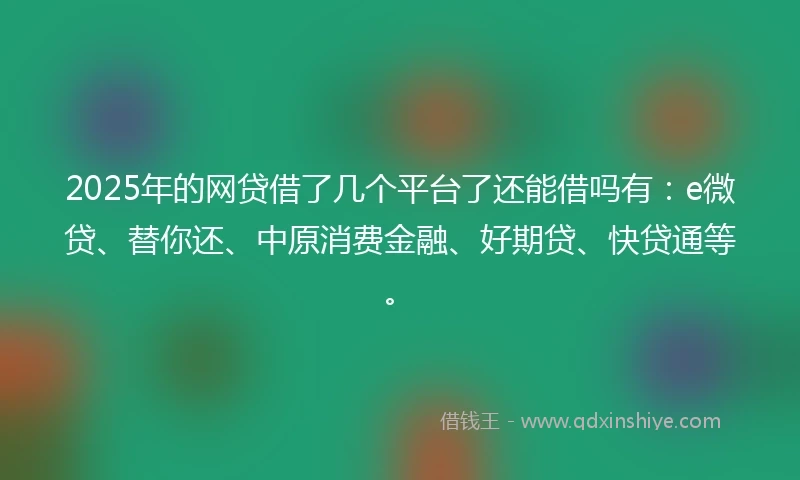 2025年的网贷借了几个平台了还能借吗有：e微贷、替你还、中原消费金融、好期贷、快贷通等。