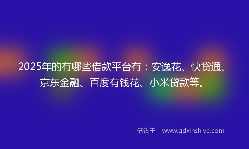 2025年的有哪些借款平台有：安逸花、快贷通、京东金融、百度有钱花、小米贷款等。
