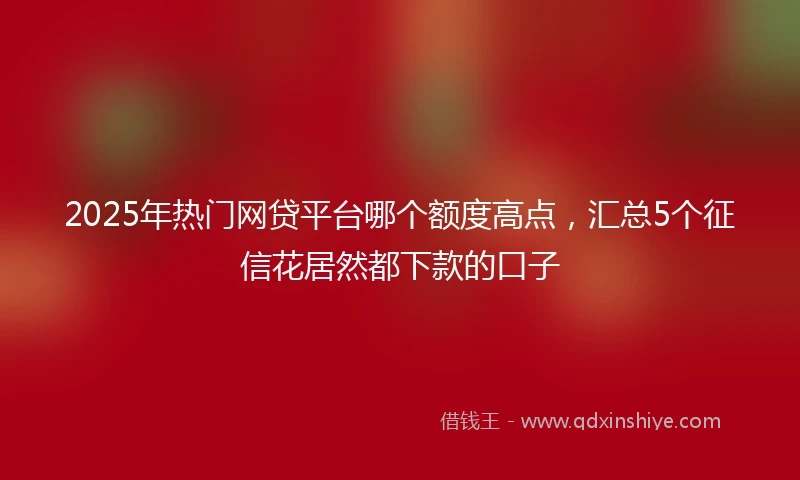 2025年热门网贷平台哪个额度高点，汇总5个征信花居然都下款的口子