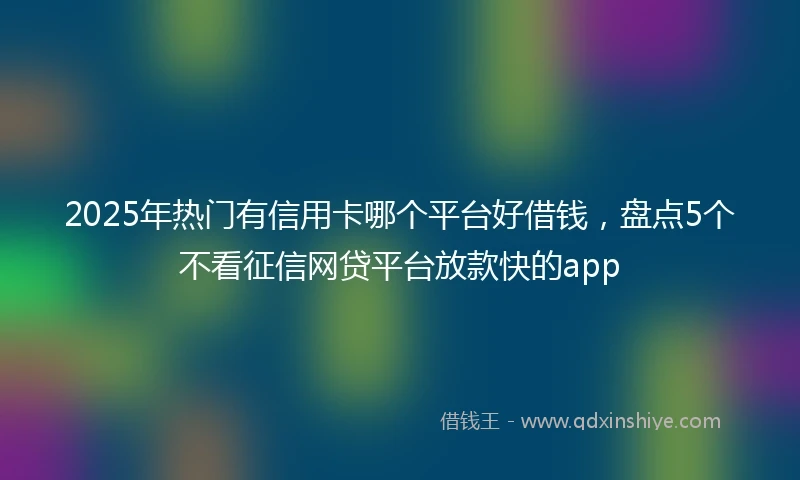 2025年热门有信用卡哪个平台好借钱，盘点5个不看征信网贷平台放款快的app