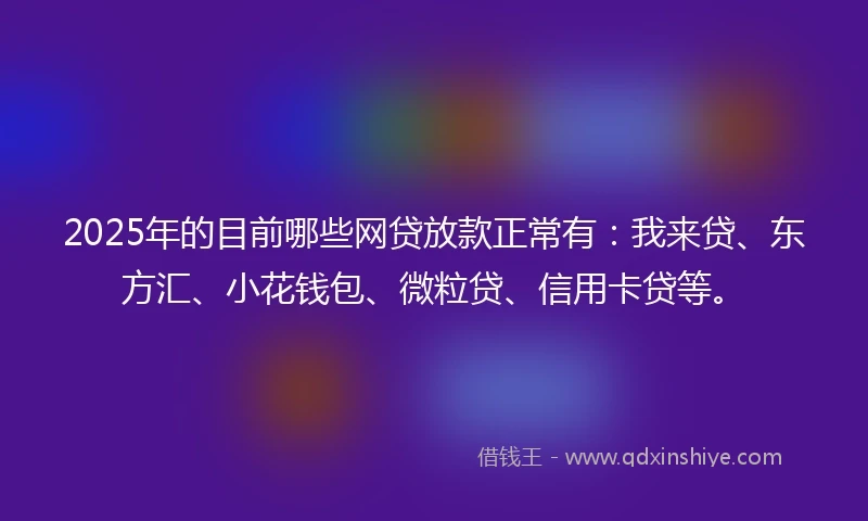 2025年的目前哪些网贷放款正常有：我来贷、东方汇、小花钱包、微粒贷、信用卡贷等。