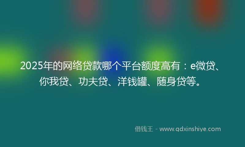 2025年的网络贷款哪个平台额度高有：e微贷、你我贷、功夫贷、洋钱罐、随身贷等。