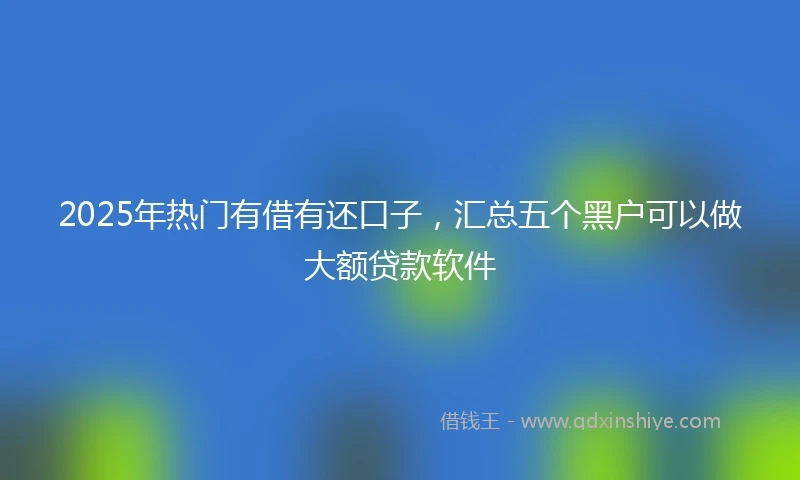 2025年热门有借有还口子，汇总五个黑户可以做大额贷款软件