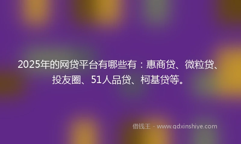 2025年的网贷平台有哪些有：惠商贷、微粒贷、投友圈、51人品贷、柯基贷等。