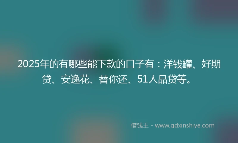 2025年的有哪些能下款的口子有：洋钱罐、好期贷、安逸花、替你还、51人品贷等。