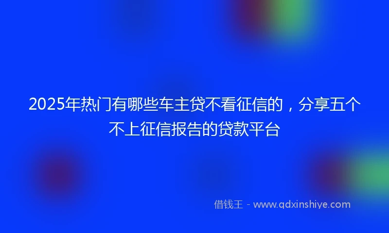 2025年热门有哪些车主贷不看征信的，分享五个不上征信报告的贷款平台