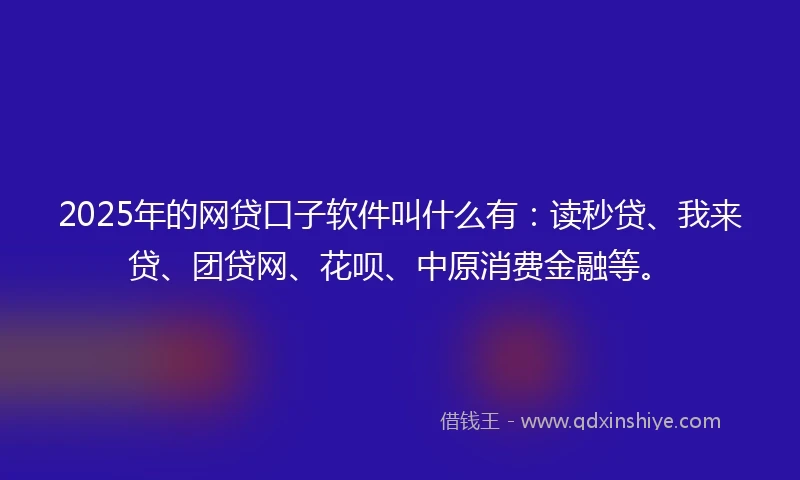 2025年的网贷口子软件叫什么有：读秒贷、我来贷、团贷网、花呗、中原消费金融等。